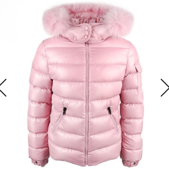 NWOT, MONCLER ENFANT Girls Blush Pink Bady Fur Coat - Picture 1 of 7
